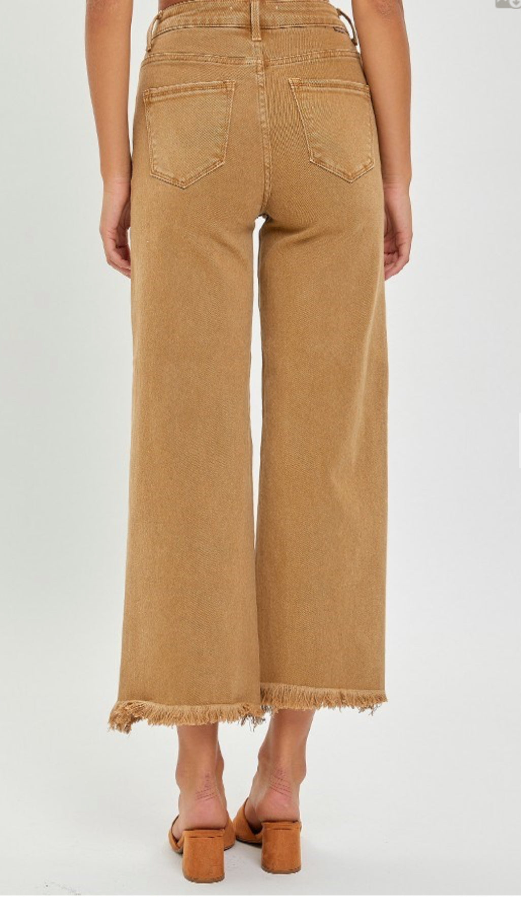 426 Mocha tummy control crop denim