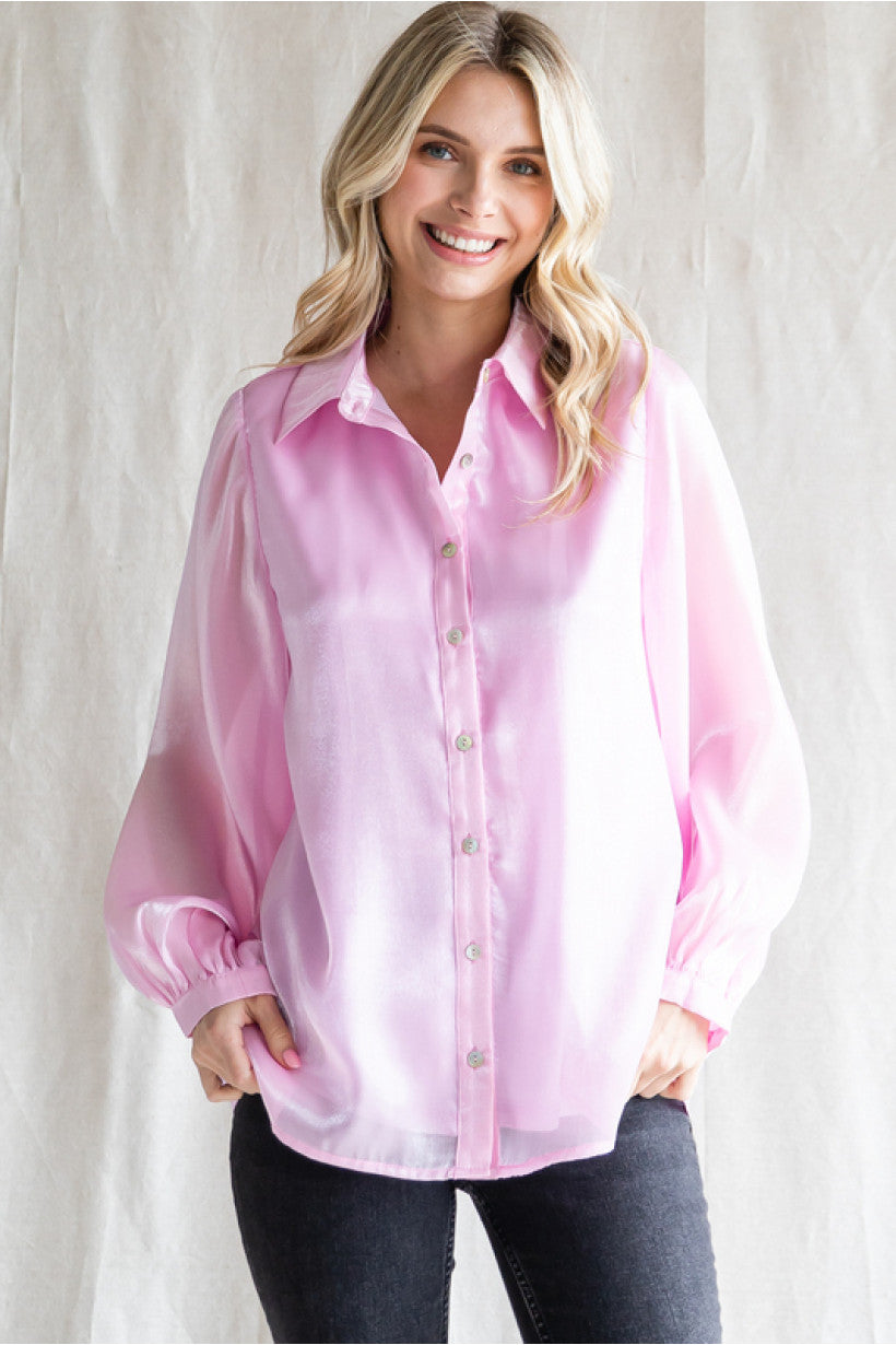 464 Pink button up