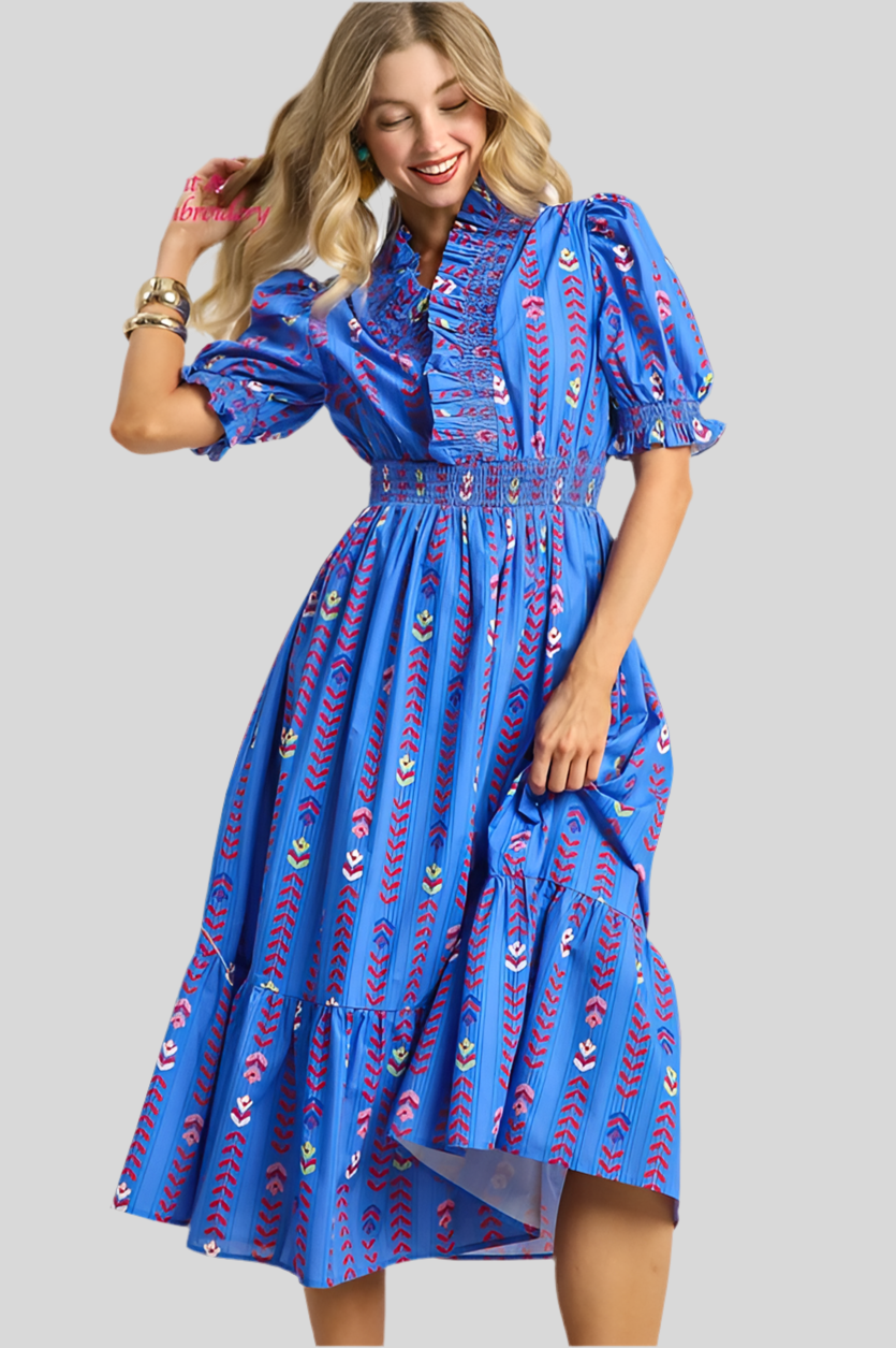 622 Blue Mix Midi dress