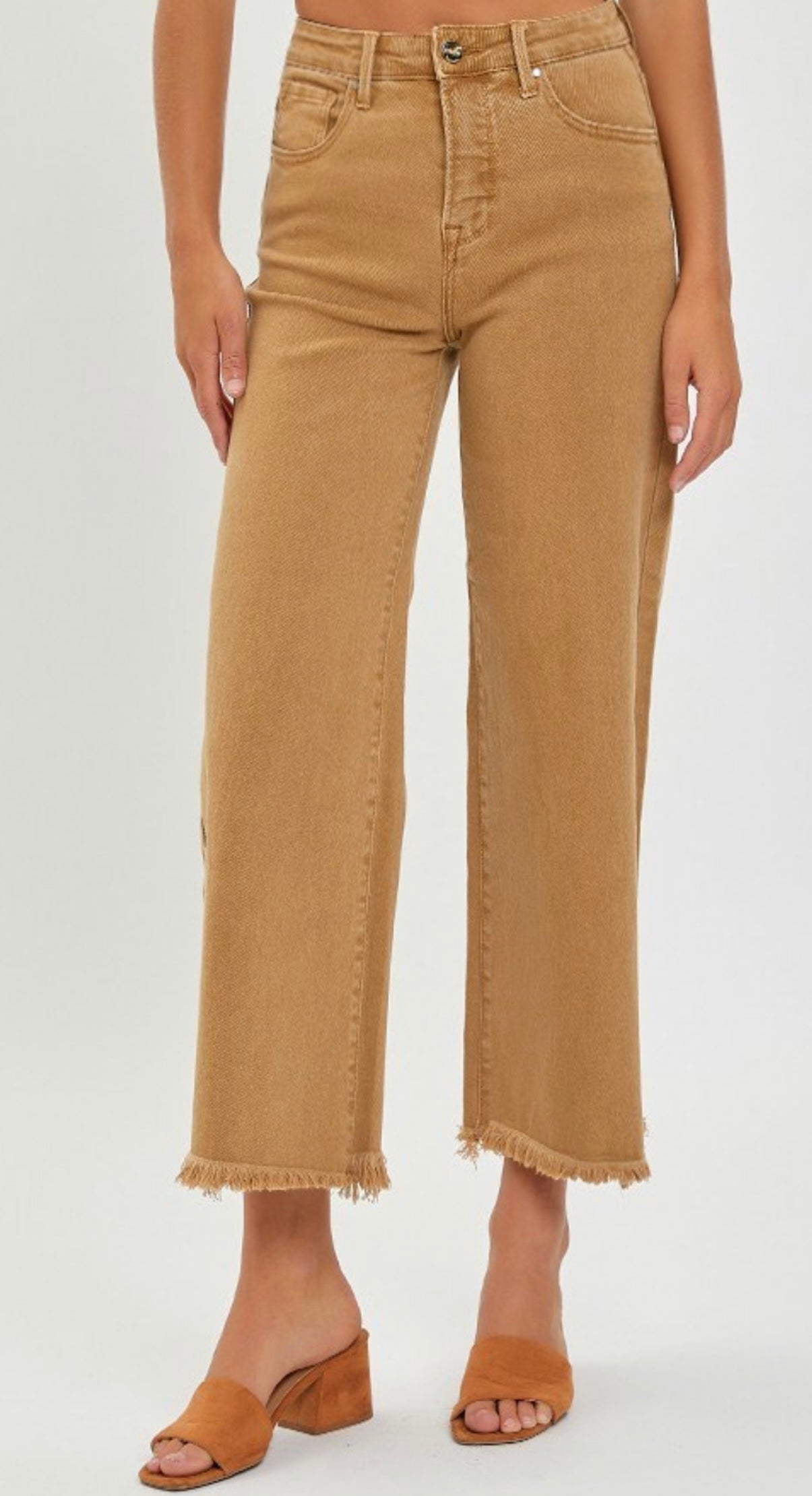 426 Mocha tummy control crop denim