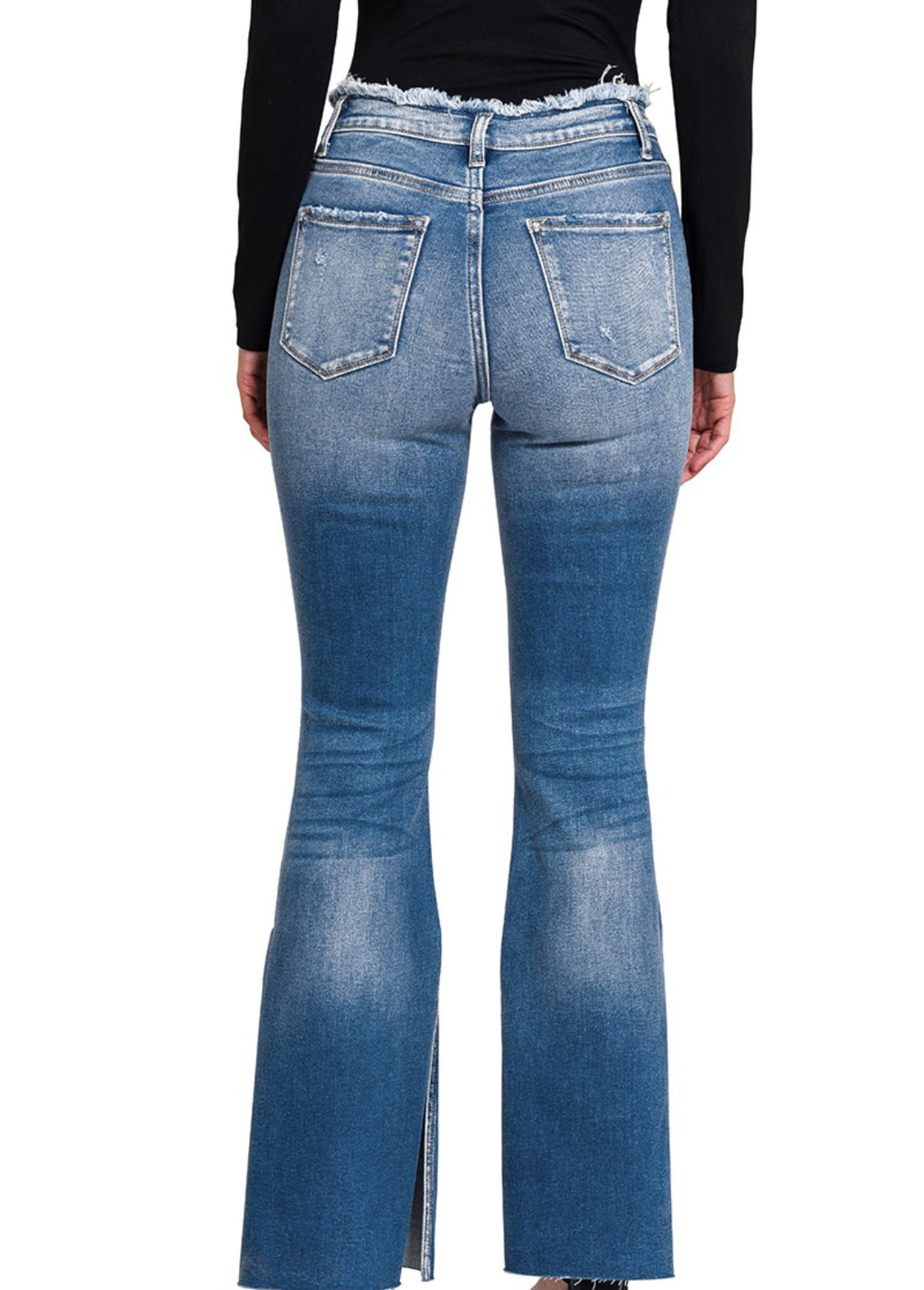 161 frayed flare denim