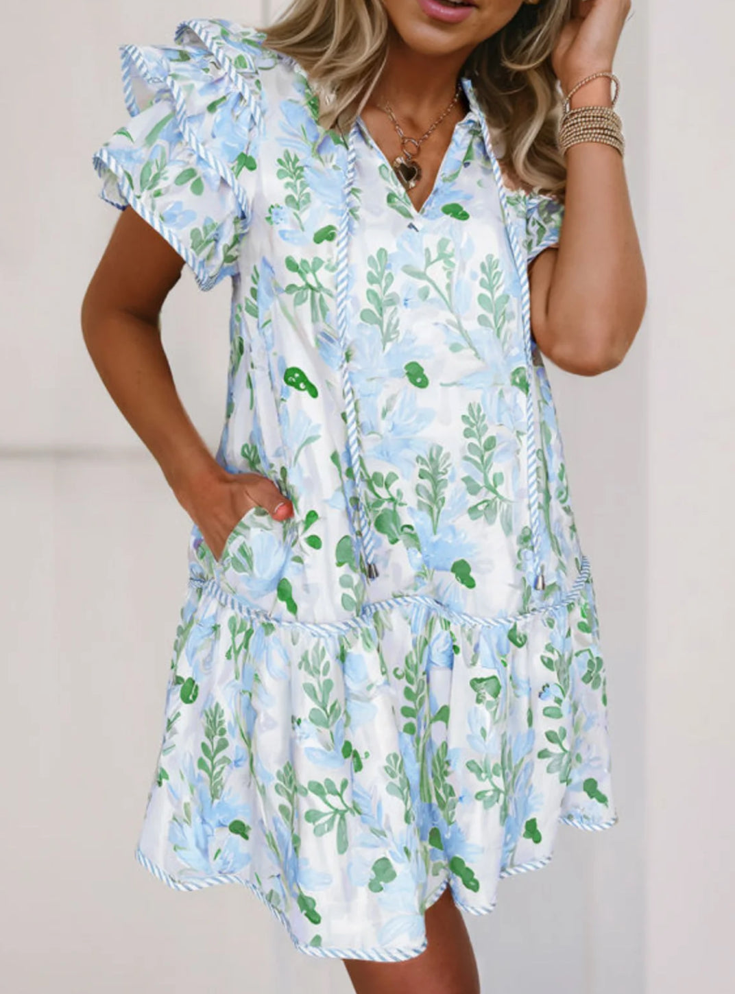 568 Ruffle sleeve dress