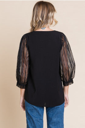 529 Sheer sleeve top