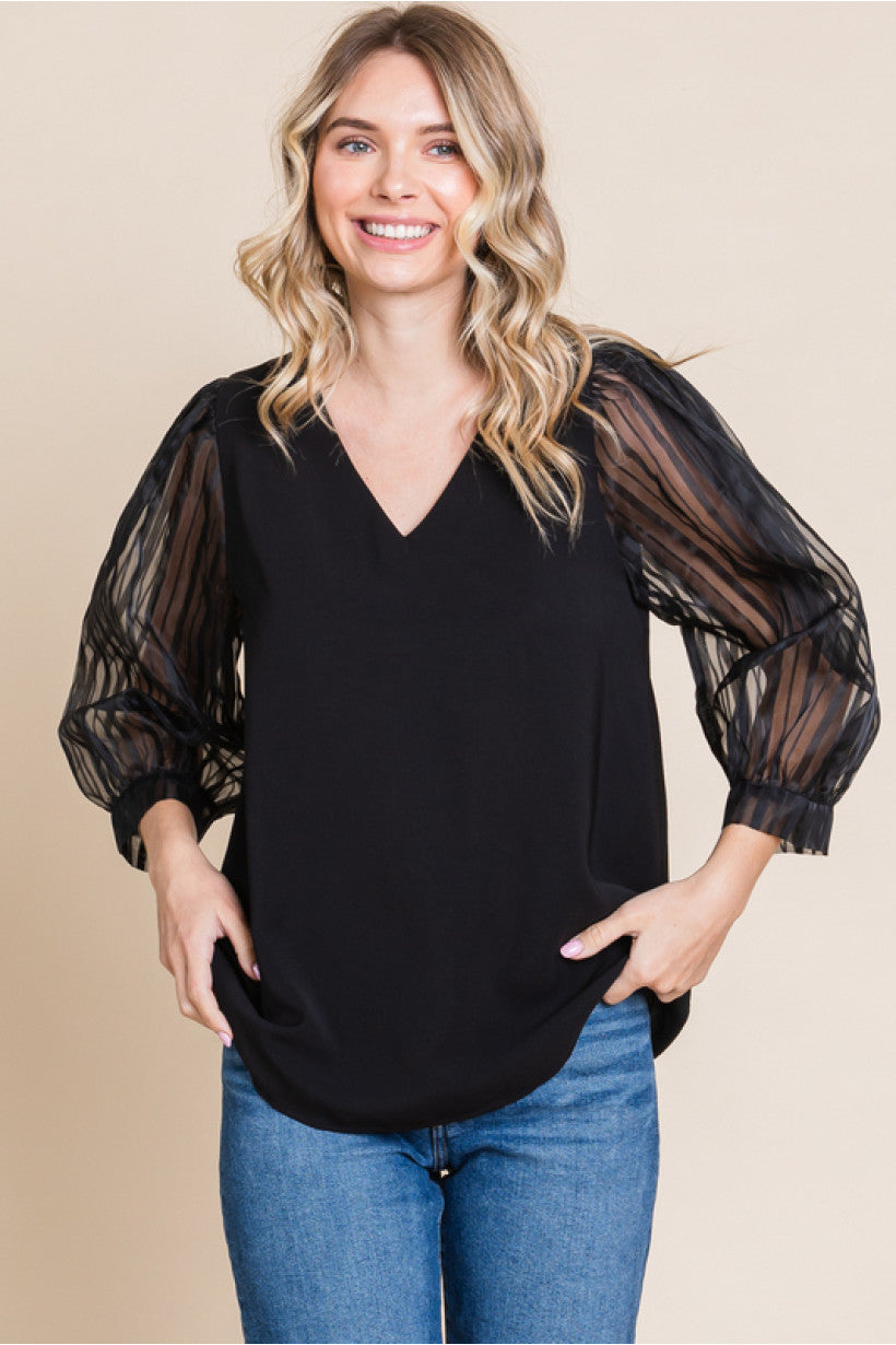 529 Sheer sleeve top