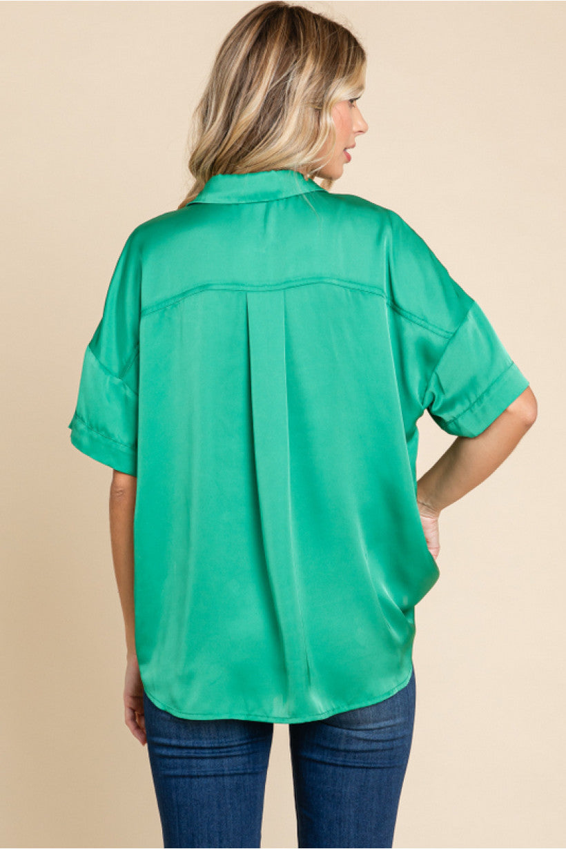 574 Green satin top