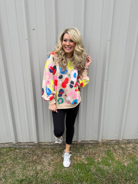 446 Multicolor Leopard  Sweatshirt