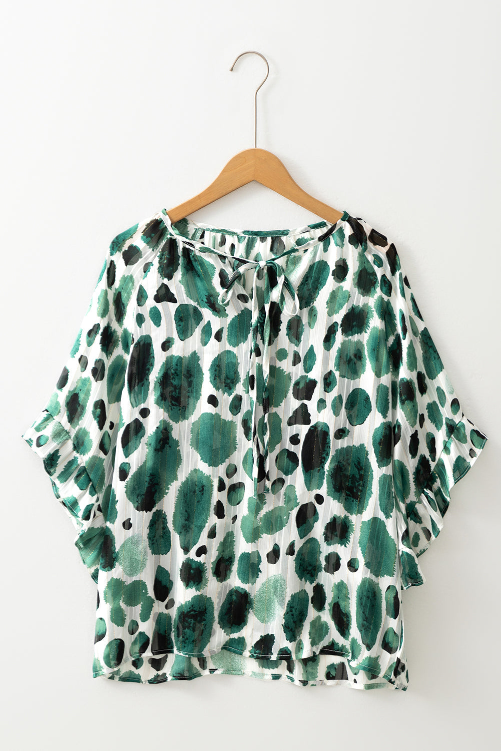 493 Green ruffled sleeve top