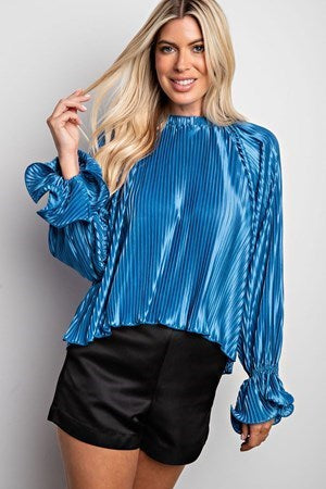 480 Teal pleated top