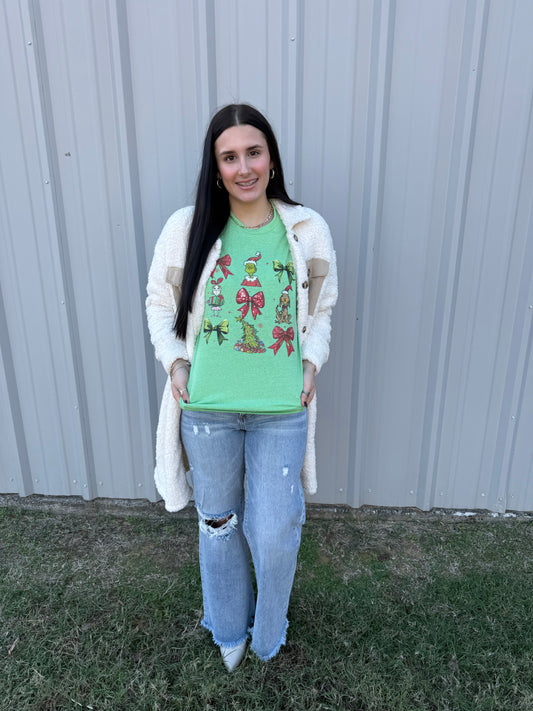 449 Grinch bow tee