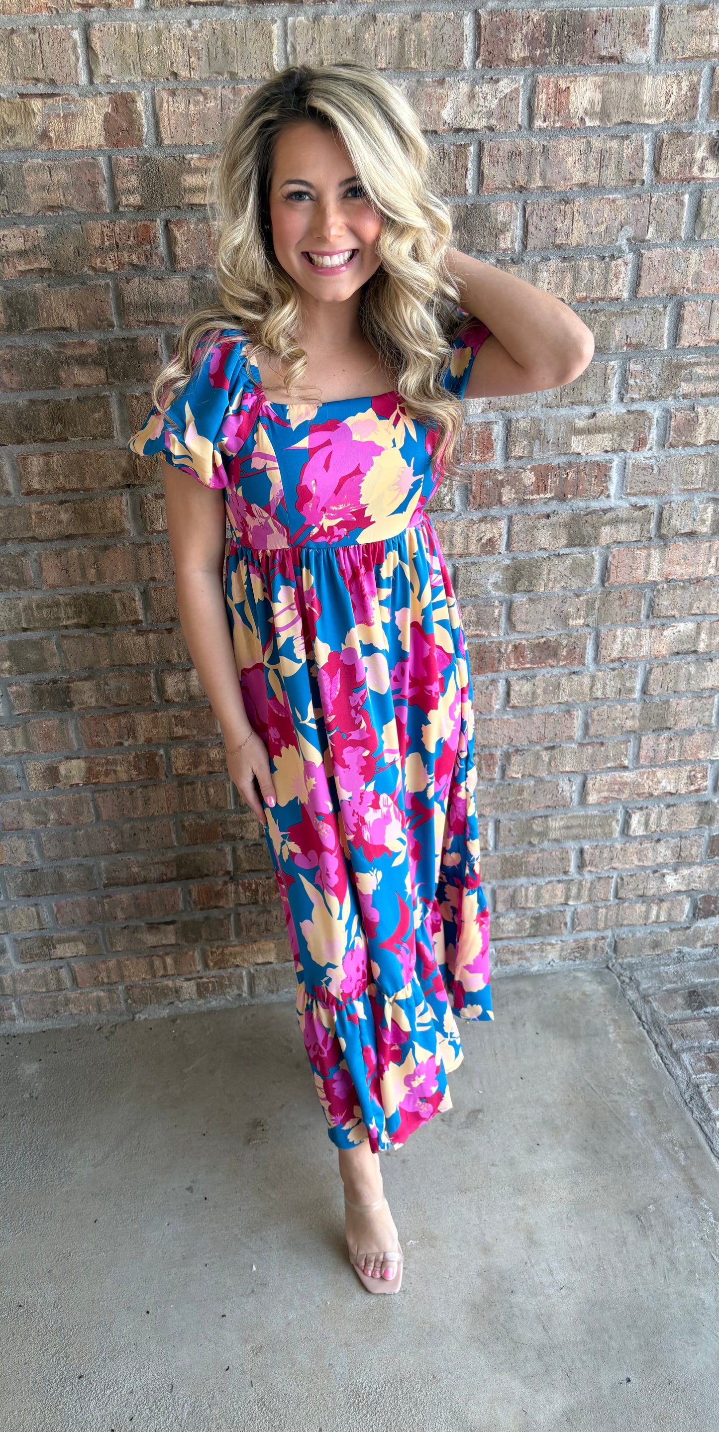 504 Blue floral Maxi dress