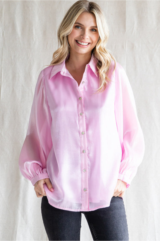 464 Pink button up