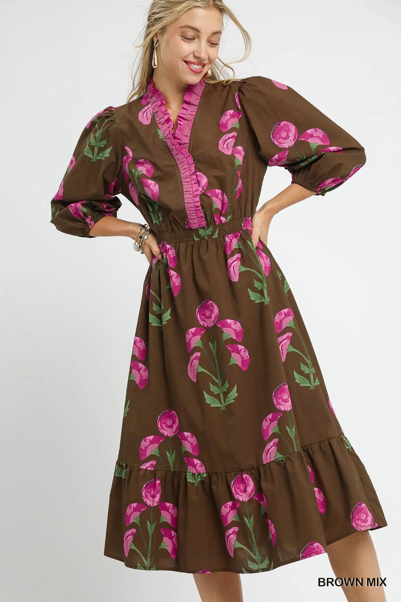712 Brown Floral dress