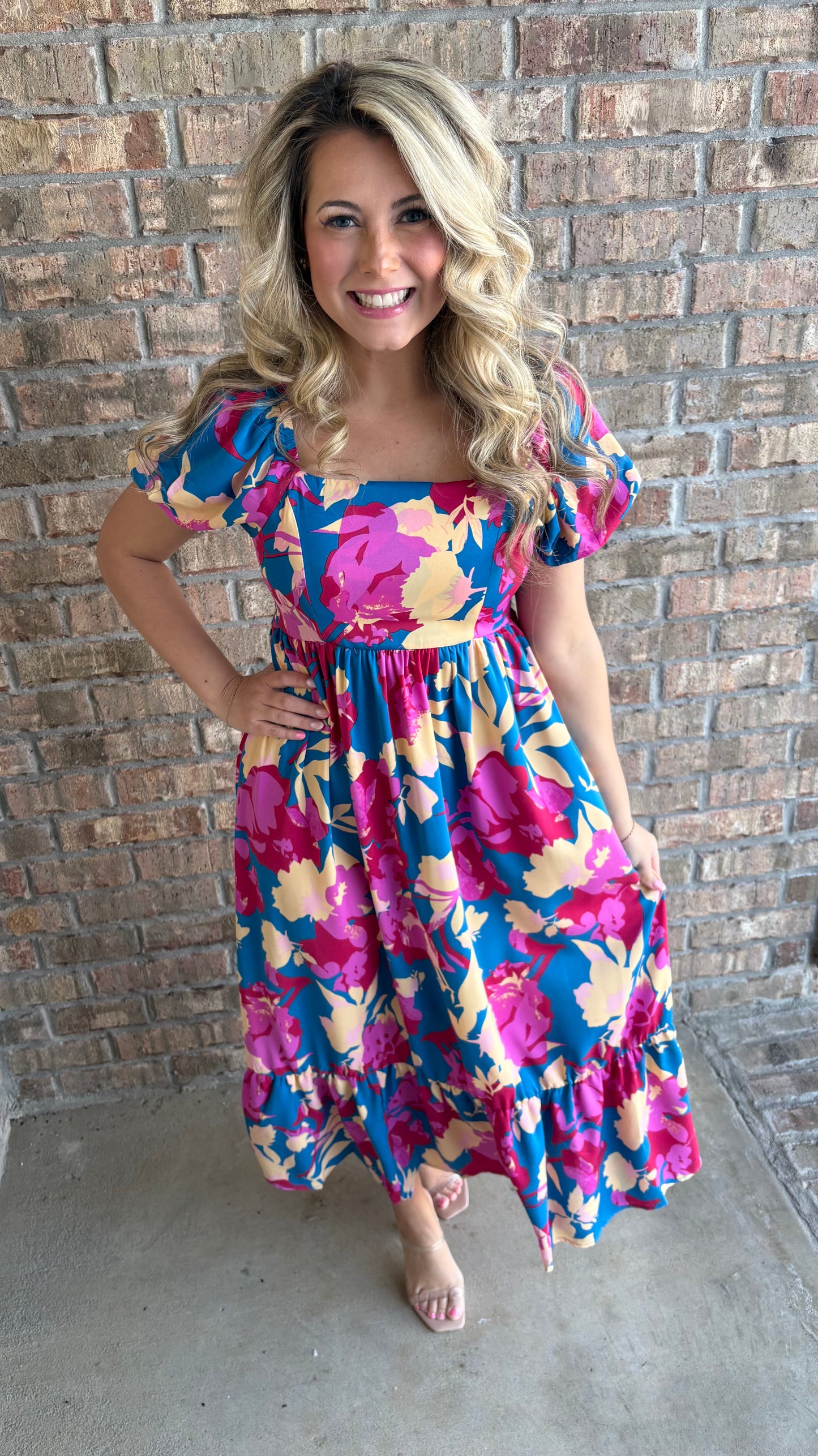 504 Blue floral Maxi dress