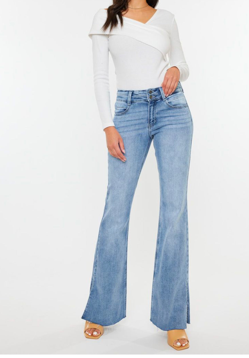 498 MID-RISE FLARE JEANS