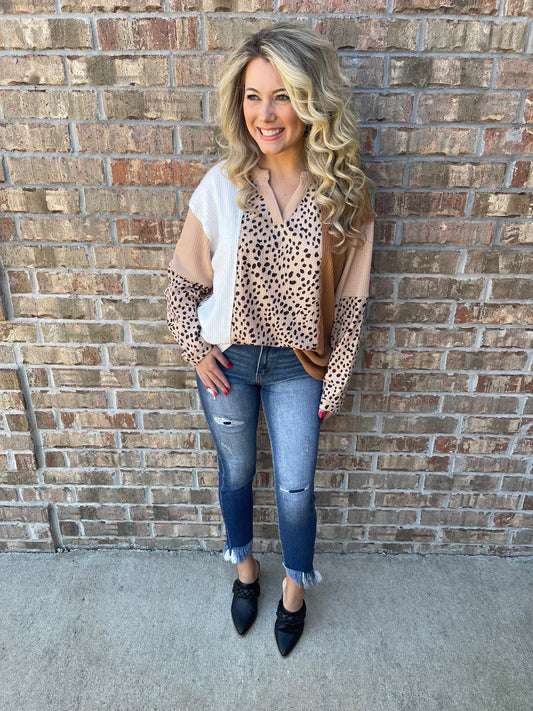 84 leopard color block