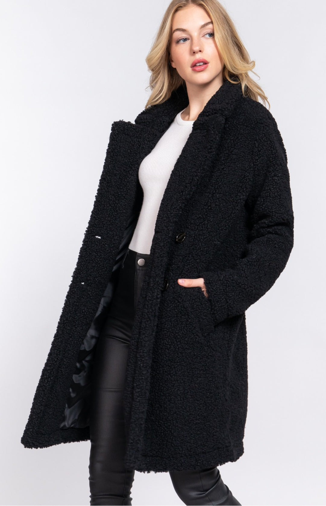 130 faux teddy fur coat