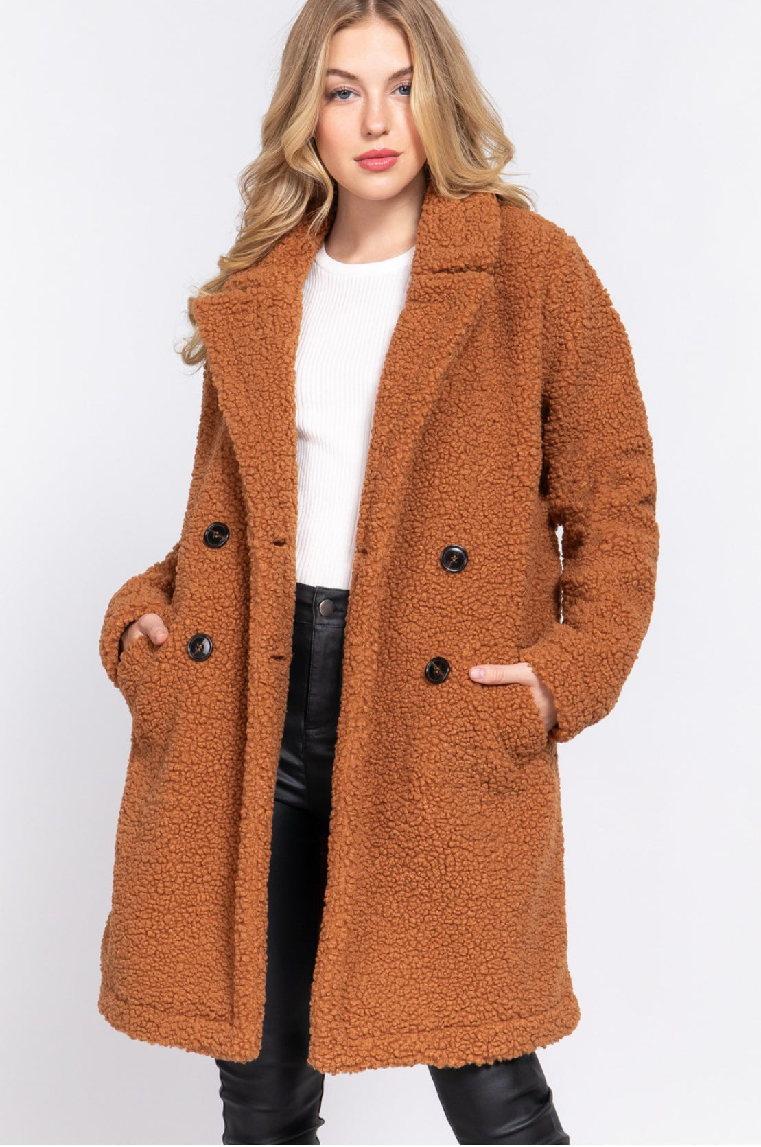 130 faux teddy fur coat