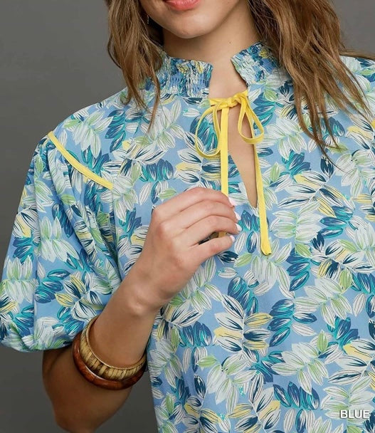 588 Floral Puff Sleeve Blouse