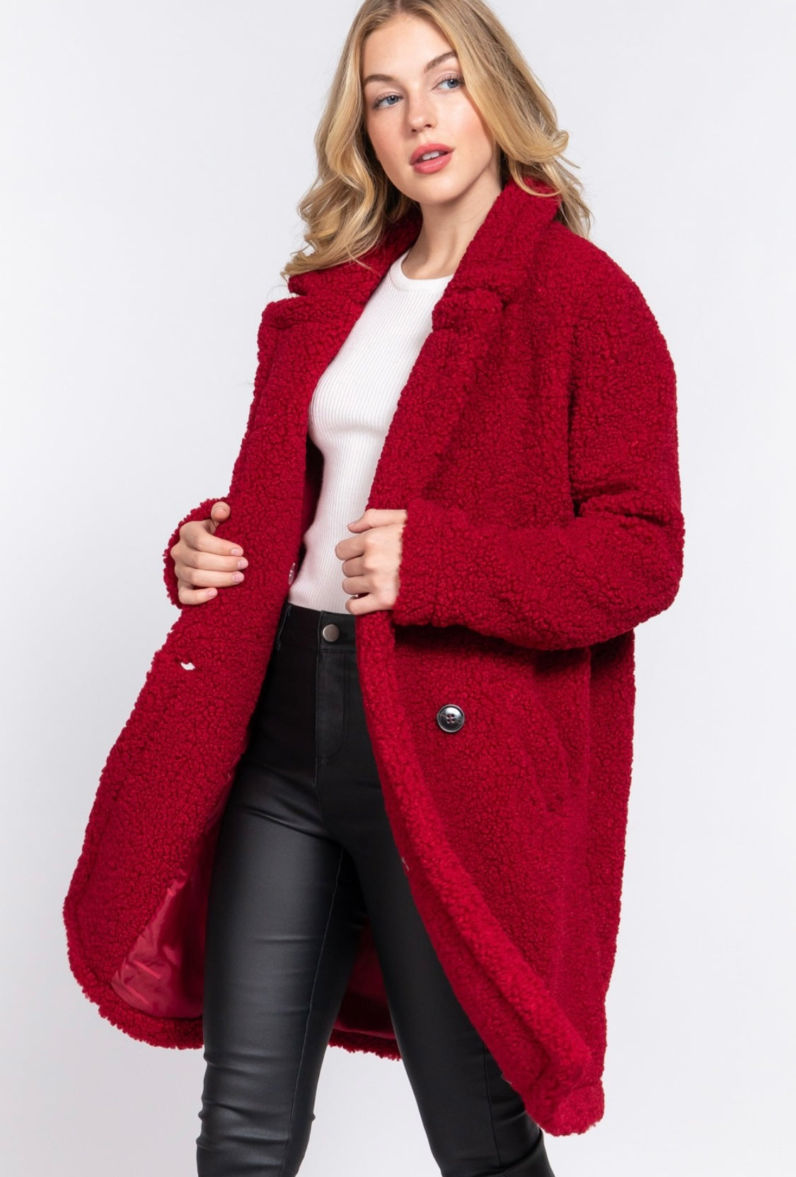 130 faux teddy fur coat