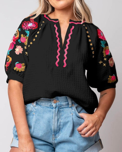 304 floral & ric rac top