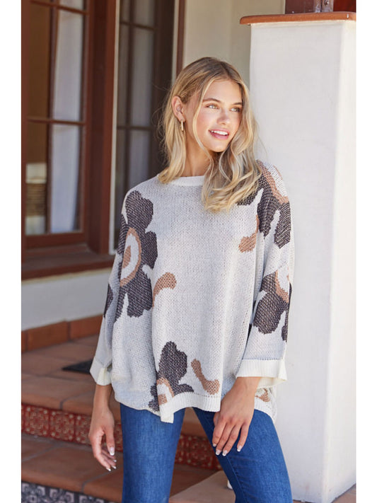 802 daisy print sweater
