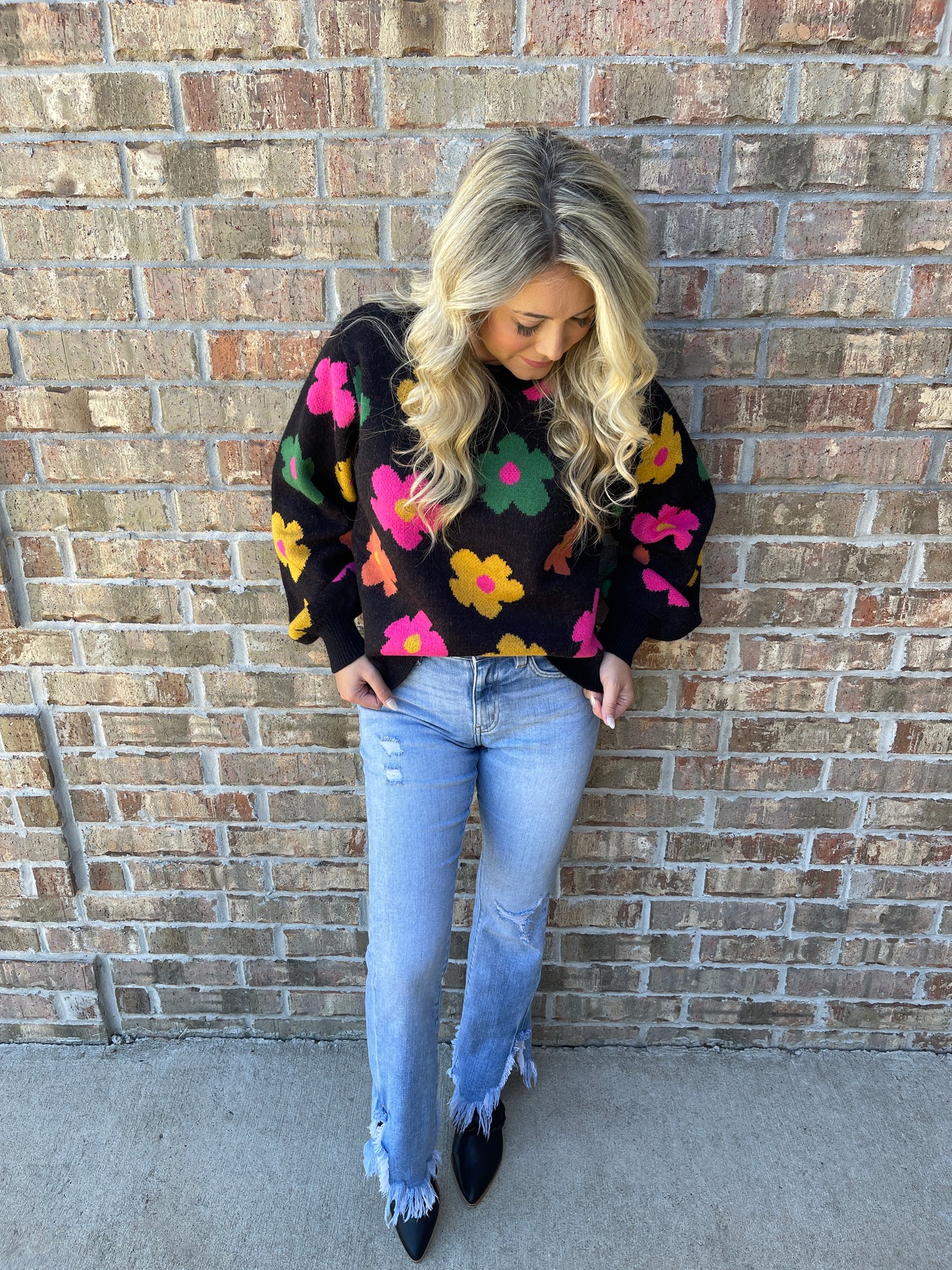 808 Daisy Print Sweater