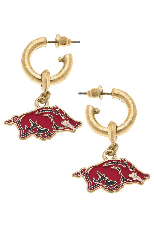 RJ Razorback huggie hoop earrings