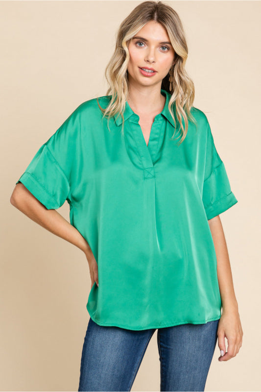574 Green satin top